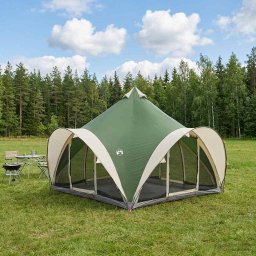 Cort Tipi cu acoperis Verde 6 persoane Poliester si otel GartenMobel Dekor