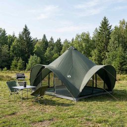 Cort Tipi Verde militar 6 persoane Poliester si otel GartenMobel Dekor