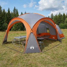 Cort lateral cu acoperis Gri si Portocalie 410 x 410 x 250 cm GartenMobel Dekor