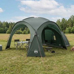 Cort lateral Verde Army 410 x 410 x 250 cm Poliester si otel GartenMobel Dekor