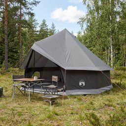 Cort Tipi Culoare Maro Gri 400 x 400 x 250 cm Poliester si otel GartenMobel Dekor