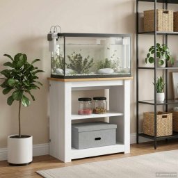 Suport pentru acvariu PANAMA Alb si maro 60 x 30 x 60 cm GartenMobel Dekor