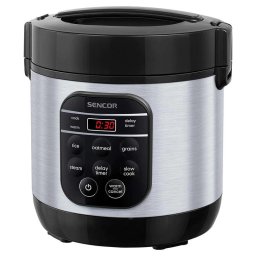 Aparat De Preparare Orez Sencor SRM 0650SS, 0.6 Litri, 350 W, Otel inoxidabil / Negru