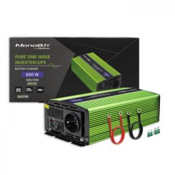 Invertor de tensiune Qoltec Monolith, 51940, 300W, Unda sinusoidala pura, functie UPS