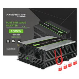 Invertor de tensiune Qoltec Monolith, 51939, 2000W, 4000W varf, Unda sinusoidala pura