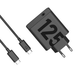 Incarcator retea Motorola TurboPower 125W GaN, port USB Type-C, inclus cablu USB Type-C (6.5A), Negru