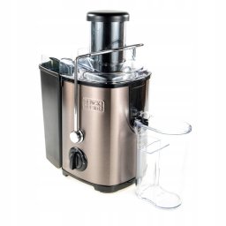 Storcator de fructe si legume Black & Decker BXJE600E, 600W, recipient colectare pulpa 1.2l, 2 trepte viteza, Negru/Inox (ES9240020B)