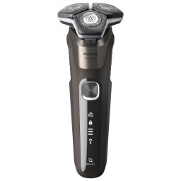 Aparat de barbierit Philips Shaver Seria 5000 S5886/-30, barbierit umed si uscat, tehnologie SkinIQ, fara fir, capete flexibile 360°, display LED, senzor Power Adapt, lame auto-ascutire, lama de tuns integrata, 60 min, toc transport, Maro