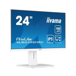 Monitor IPS LED iiyama ProLite 23.8" XUB2492HSU-W6, Full HD (1920 x 1080), HDMI, DisplayPort, Boxe, Pivot, Alb