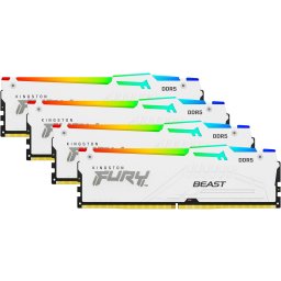 Kit Quad memorie RAM Kingston FURY Beast RGB White, 128GB DDR5 (4x32 GB), Frecventa 5600 MHz, CL 40, Alb