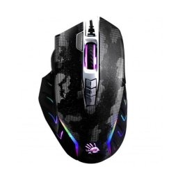 Mouse A4Tech J95S, gaming, cu fir, USB, optic, 8000 dpi, iluminare, butoane programabile, Negru-Multicolor