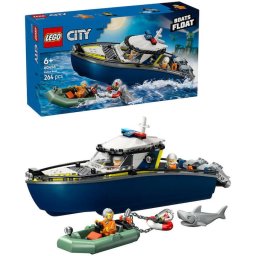 Jucarie LEGO® City, Urmarire cu barca de politie 60456, 264 piese, 6 ani+