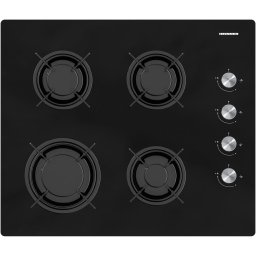 Plita incorporabila Heinner HBH-M402IEGBK, Gaz, 4 arzatoare, Aprindere electrica, Dispozitiv de siguranta, 60 cm, Sticla neagra