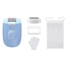 Epilator Philips Seria 4000 BRE247/00, 2 setari de viteza, 4 accesorii, Lumina LED, Albastru