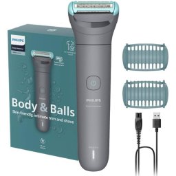 Aparat de tuns corporal Philips Body Groomer Seria 3000 BG3480/15, cu sita metalica hipoalergenica, 2 piepteni bidirectionali, cablu USB pentru incarcare, autonomie 80 min