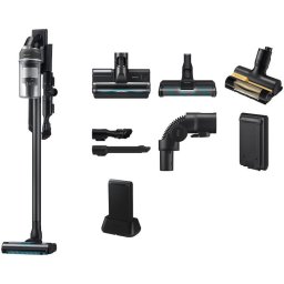 Aspirator Vertical JET 85S, Samsung VS70H25WEC/GE, Putere aspirare 250W, 25.2V, 0.8l, filtrare HEPA, autonomie 120 min, black chrometal