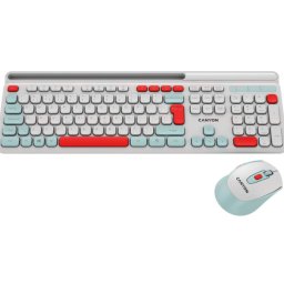 Kit Canyon CNS-HSETW5WT, Tastatura, USB, Wireless + Mouse Optic, USB, Alb-Rosu