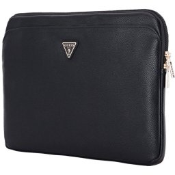 Husa laptop Guess Husa cu Fermoar pentru Laptop Grained Triangle Logo, 14 inch, Negru, PU