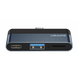 USB HUB Usams KF234376, Type-C la 1xUSB, Type-C, Micro SD, Gri