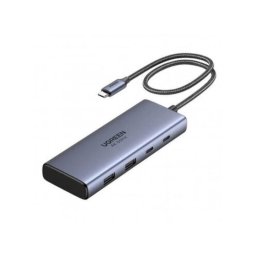 USB HUB Ugreen KF2349430, USB-C la 3x USB-C, 2x USB, 2x HDMI, 4K 60Hz, 10Gpbs, PD100W, Gri