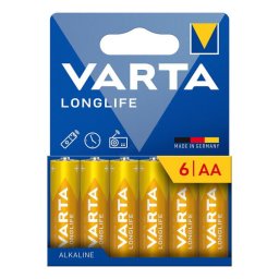 Baterie Varta Longlife AA, Alcalina, 1.5V, LR6, Set 6 bucati