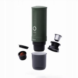 Espressor portabil Outin Nano, 25x9cm, acumulator 7500mAh, 20 bari, pentru cafea macinata si capsule, Verde padure