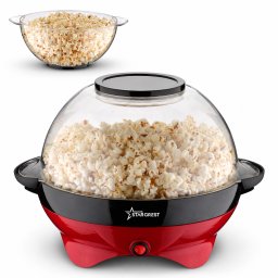 Aparat pentru popcorn STARCREST SPM-8055RD, 800W, Preparare in 4 minute, Bol Servire 5.7L, Plita detasabila, Rosu