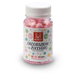 Perle Zahar Roz Metalizat, marimi diferite, 100 g