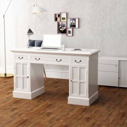 Gossi birou dublu cu piedestal, 140 x 48 x 80 cm, alb
