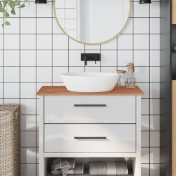Gossi blat de baie, 80x40x1,5 cm, lemn masiv de fag