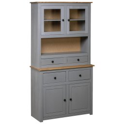 Gossi bufet inalt, gri, 93x40,5x180 cm, lemn masiv pin gama panama