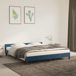 Gossi cadru de pat cu tablie, albastru inchis, 160x200 cm, catifea