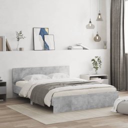 Gossi cadru de pat cu tablie, gri beton, 140x190 cm