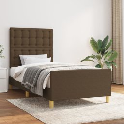 Gossi cadru de pat cu tablie, maro inchis, 80x200 cm, textil