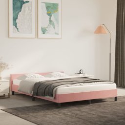 Gossi cadru de pat cu tablie, roz, 140x200 cm, catifea