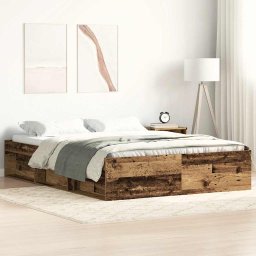 Gossi cadru de pat fara saltea lemn vechi 160x200cm lemn prelucrat