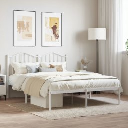 Gossi cadru de pat metalic cu tablie, alb, 135x190 cm