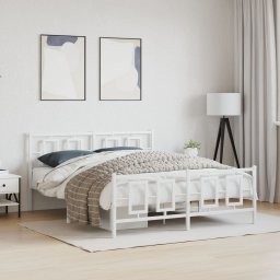 Gossi cadru de pat metalic cu tablie, alb, 150x200 cm