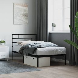 Gossi cadru de pat metalic cu tablie, negru, 100x190 cm
