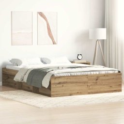 Gossi cadru pat fara saltea stejar artisan 160x200cm lemn prelucrat