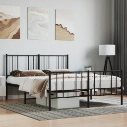 Gossi cadru pat metalic cu tablie de cap/picioare, negru, 135x190 cm