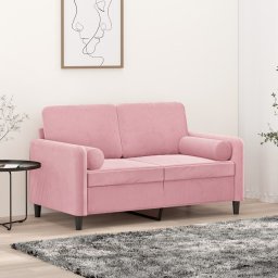 Gossi canapea cu 2 locuri cu pernute, roz, 120 cm, catifea