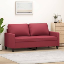 Gossi canapea cu 2 locuri, rosu vin, 140 cm, piele ecologica