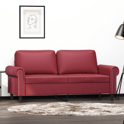 Gossi canapea cu 2 locuri, rosu vin, 140 cm, piele ecologica
