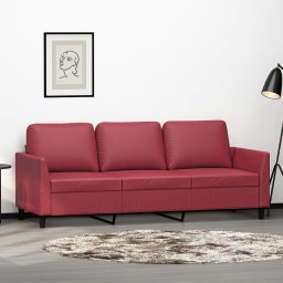 Gossi canapea cu 3 locuri, rosu vin, 180 cm, piele ecologica