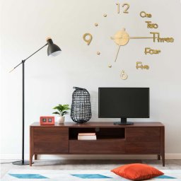 Gossi ceas de perete 3d, auriu, 100 cm, xxl, design modern