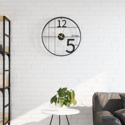 Gossi ceas de perete, negru, Ø50 cm, fier