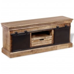 Gossi comoda tv cu 2 usi glisante lemn de mango masiv 110x30x45 cm
