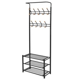 Gossi cuier cu rafturi pentru pantofi, 68 x 32 x 182,5 cm, negru