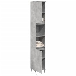 Gossi dulap de baie, gri beton, 30x30x190 cm, lemn prelucrat